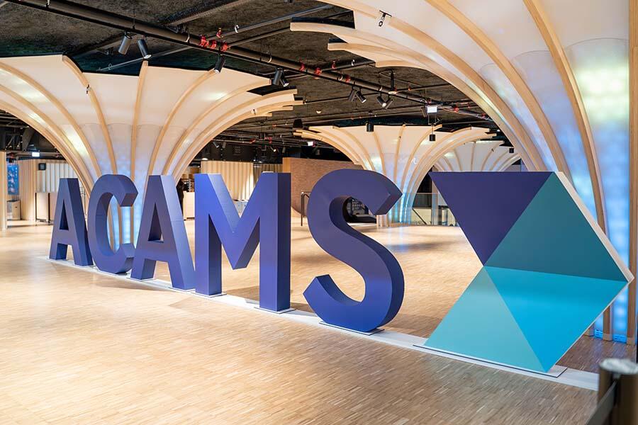 Large ACAMS signage at the ACAMS Europe Assembly