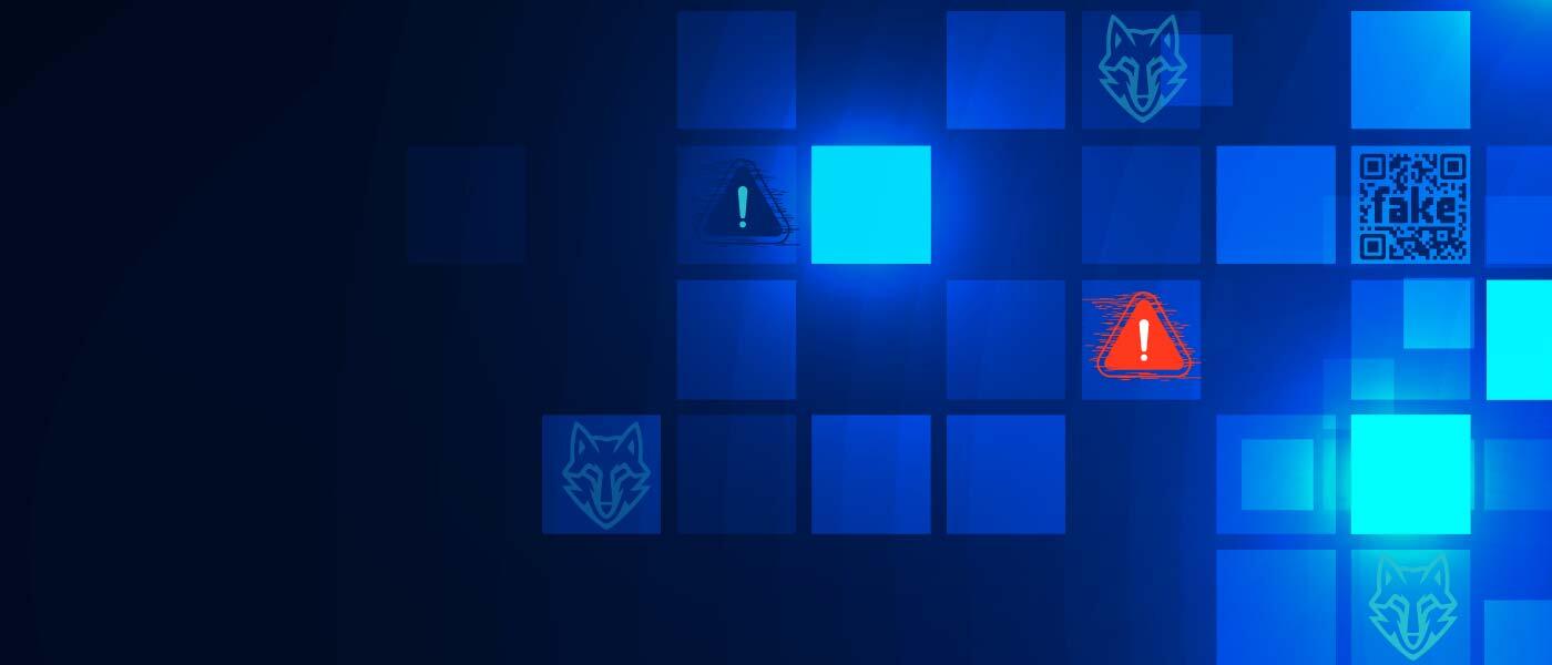 A blue and red screen featuring a prominent blue and red square in the center.